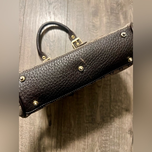 Dooney & Bourke Monogrammed Brown Leather Shoulder Bag - Picture 5 of 8